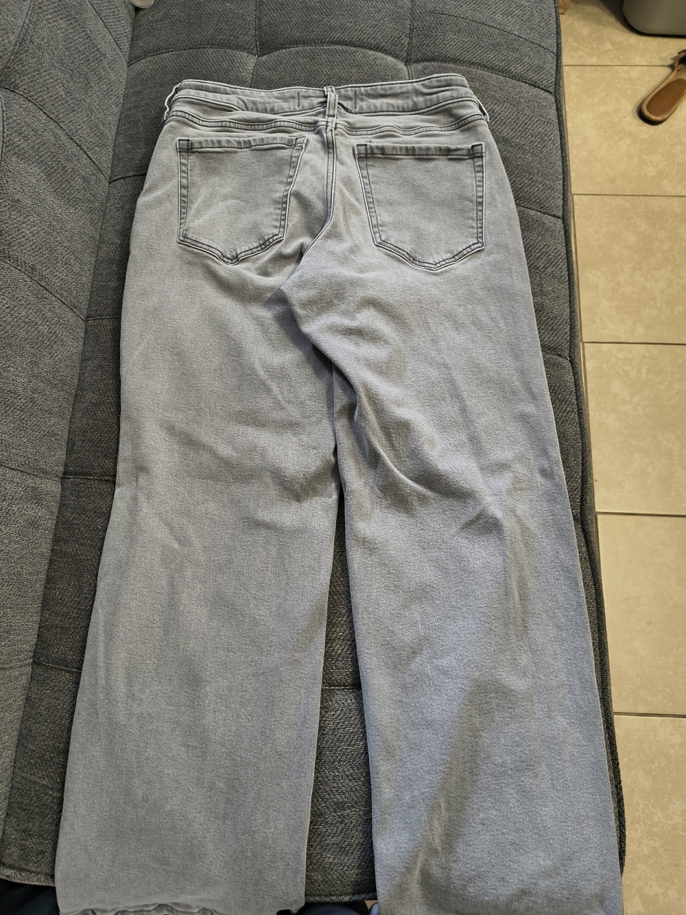 Hollister Light Gray High-Rise Wide-Leg Jeans